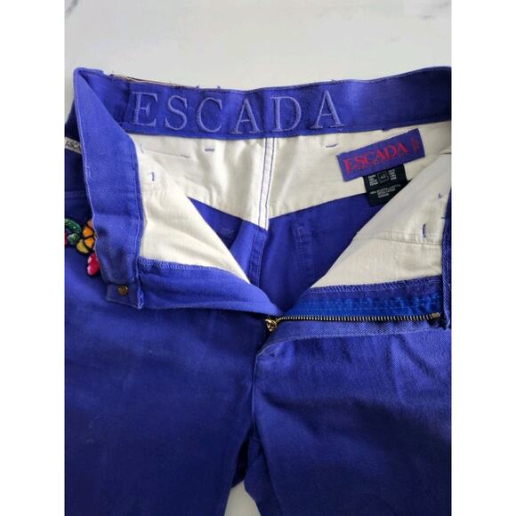 Vtg ESCADA Purple High Waist Ankle Jeans w/ Beaded Pocket sz 40 IT / 28 Usa - Picture 5 of 10